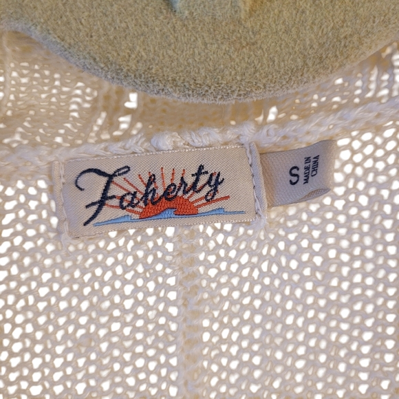 Faherty ivory linen long cardigan sweater- S.            D58 - Picture 2 of 6